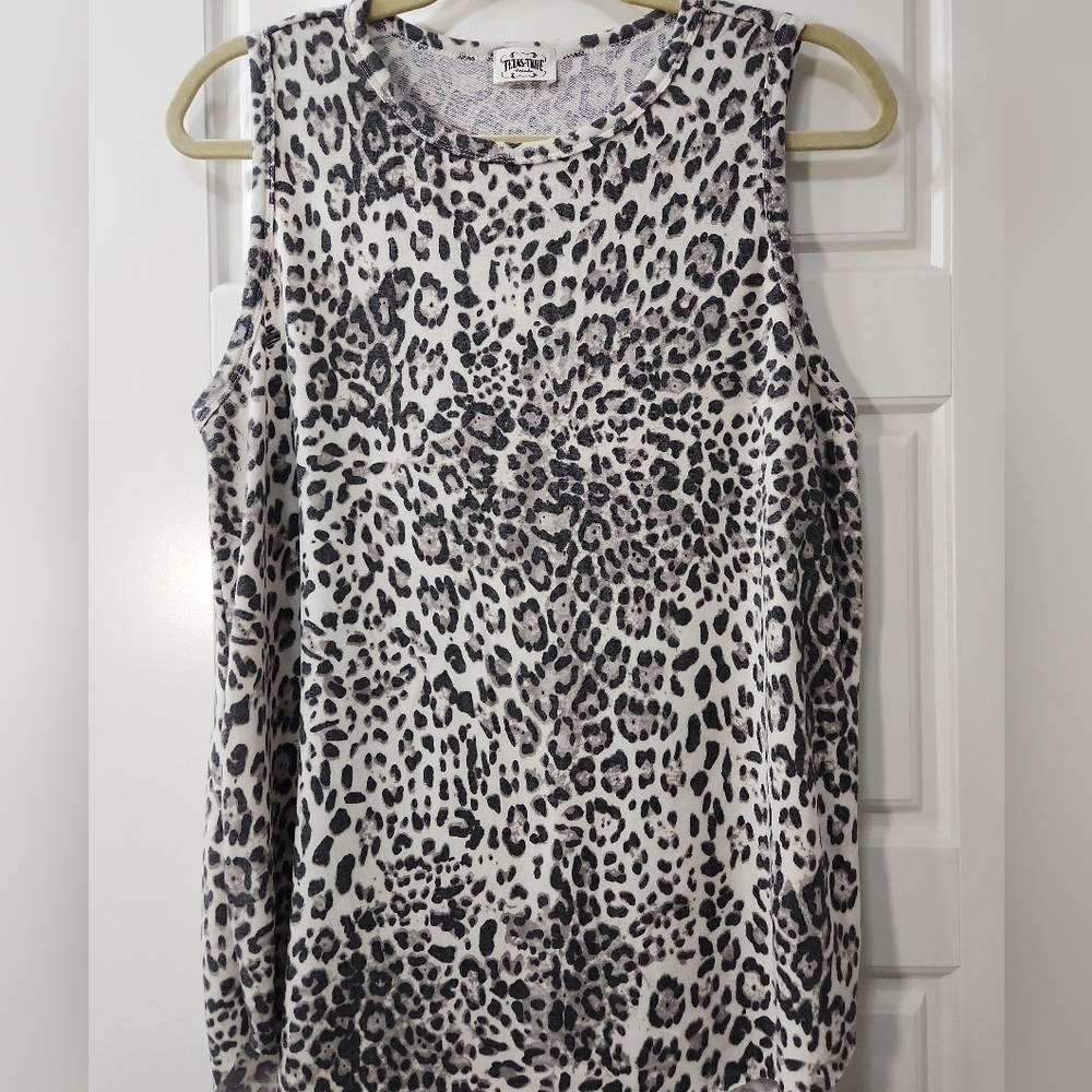 Texas True Threads Leopard Print Sleeveless Tank Top Size Large